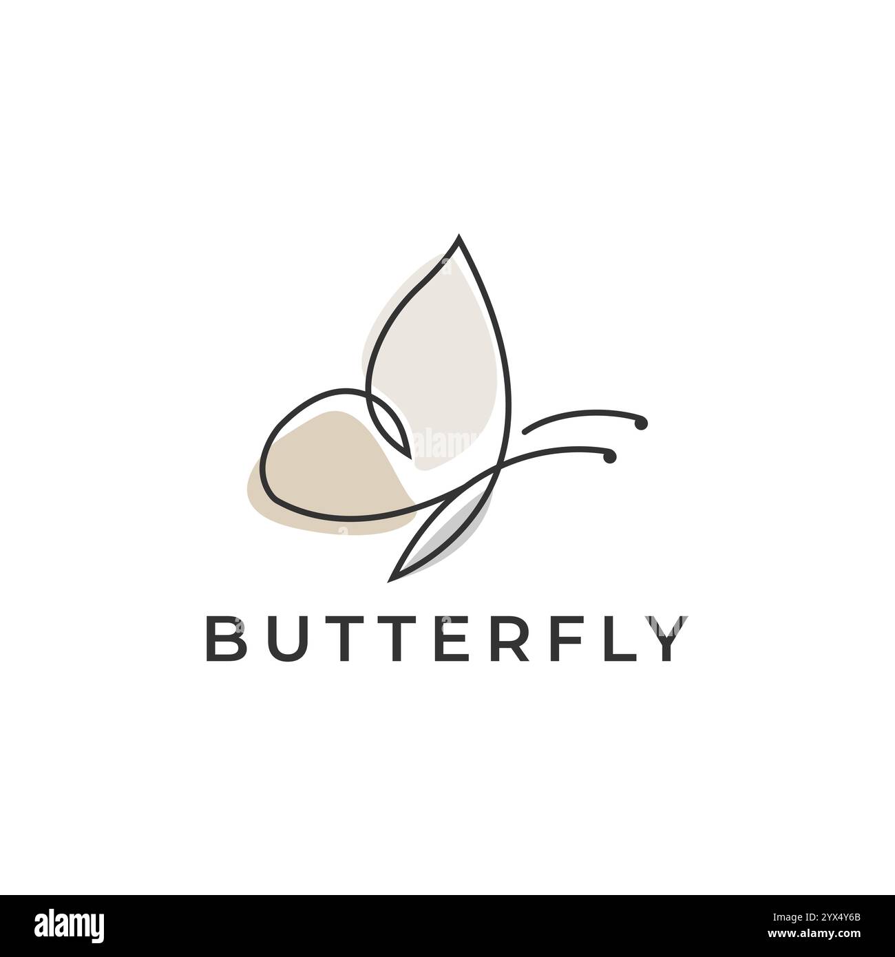 Butterfly Logo Design Vector con elegante stile monolino lineare e semplice Illustrazione Vettoriale