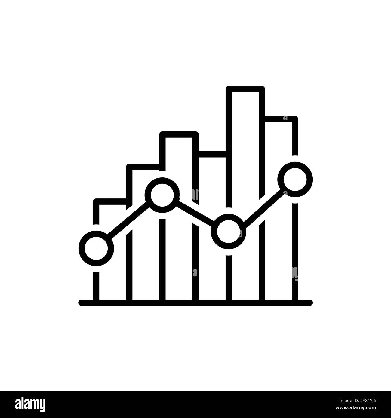 Icona crescente del grafico a barre in nero su sfondo bianco. Illustrazione vettoriale Illustrazione Vettoriale