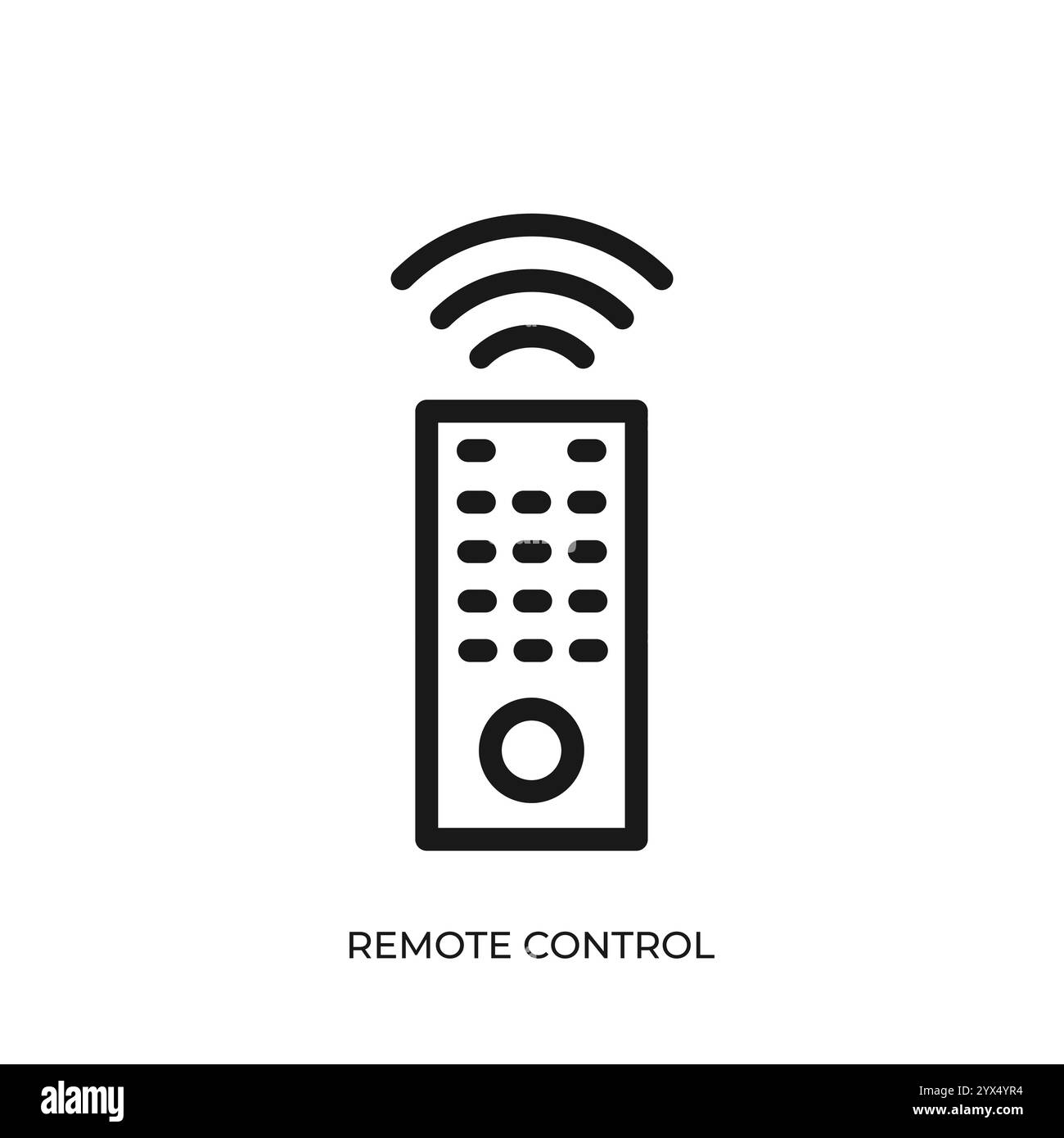 Icona telecomando. Icona sottile di contorno remoto lineare isolata su sfondo bianco della collezione di case intelligenti. Segno del vettore di linea, simbolo per Web e dispositivi mobili Illustrazione Vettoriale