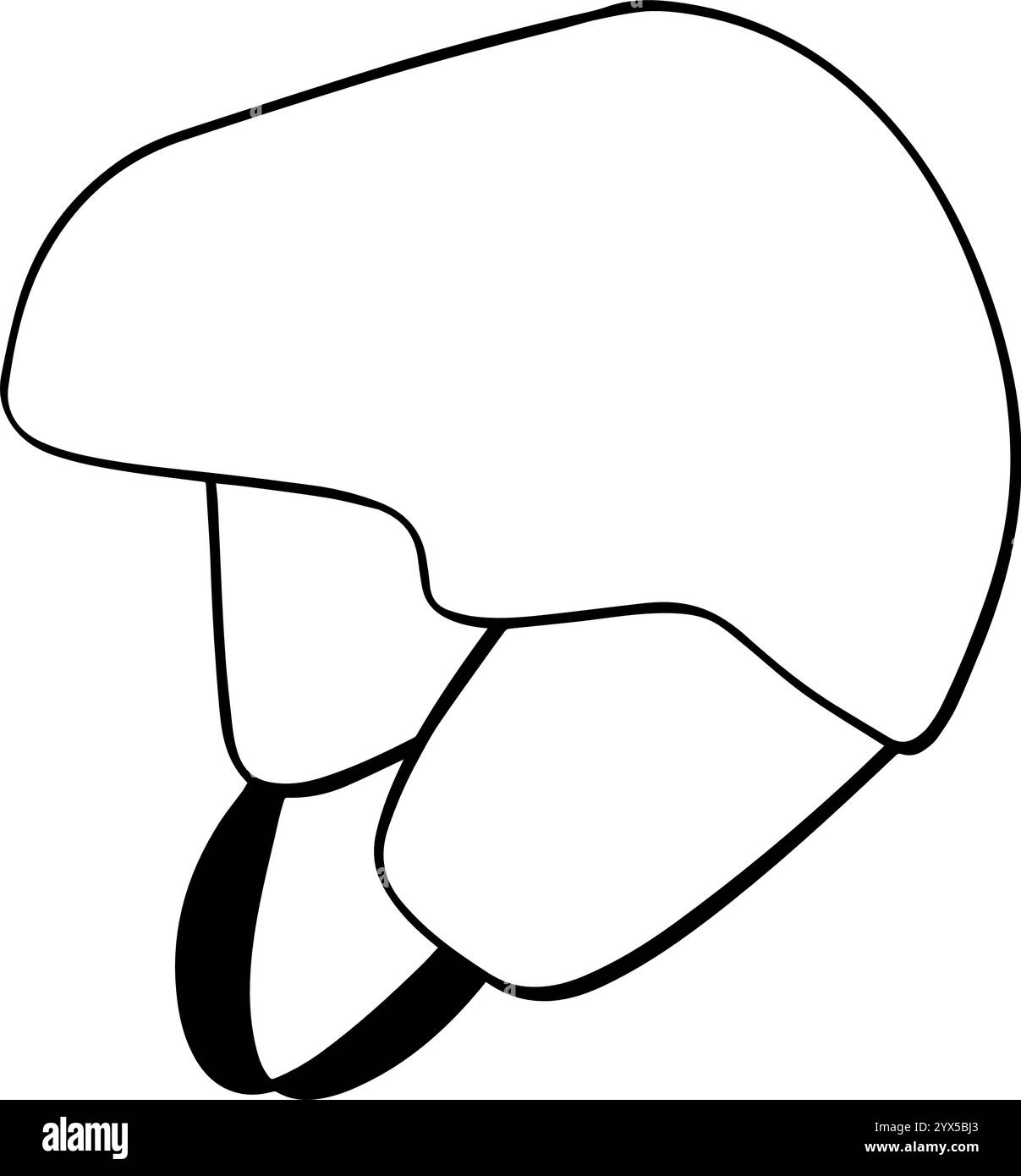 Illustrazione isolata della linea grafica del casco da sci. Profilo vettoriale del casco da sci per la progettazione del nastro isolato su sfondo bianco trasparente Illustrazione Vettoriale