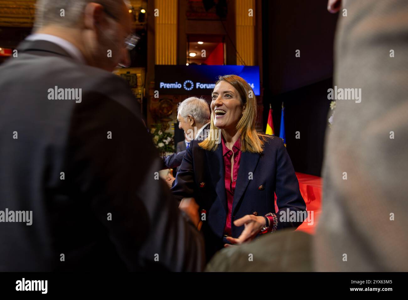 Madrid, Spagna. 13 dicembre 2024. Roberta Metsola, Presidente del Parlamento europeo, ha partecipato alla cerimonia di premiazione del Forum Europa 2024. (Foto di David Canales/SOPA Images/Sipa USA) credito: SIPA USA/Alamy Live News Foto Stock