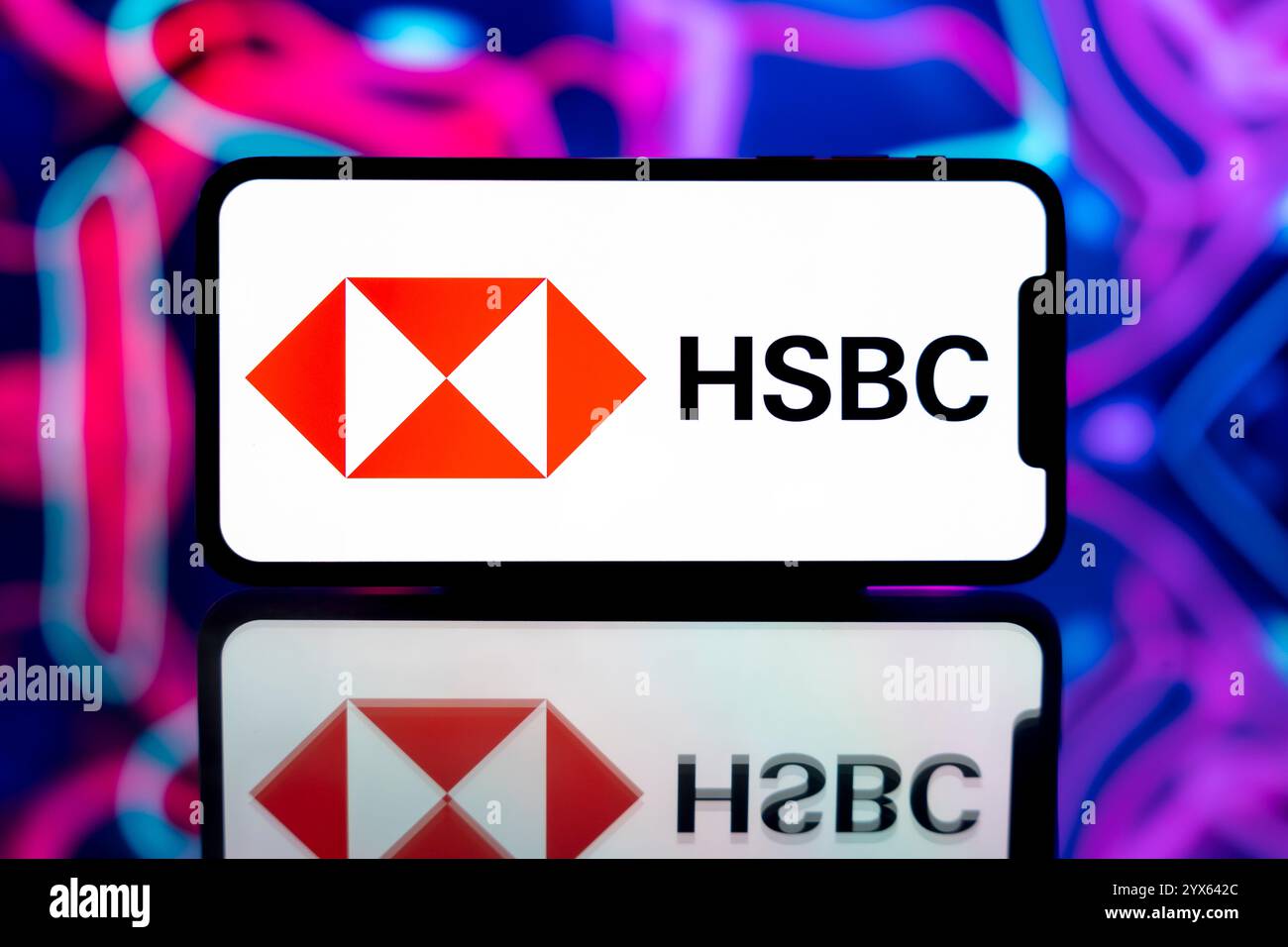 India. 14 dicembre 2024. In questa immagine, il logo HSBC viene visualizzato sullo schermo di un telefono cellulare. (Foto di Idrees Abbas/SOPA Images/Sipa USA) *** esclusivamente per notizie editoriali **** credito: SIPA USA/Alamy Live News Foto Stock
