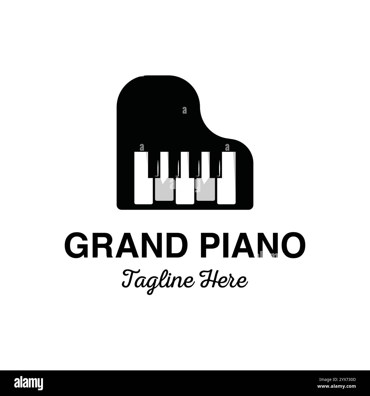 Modello di design con logo Grand piano Illustrazione Vettoriale