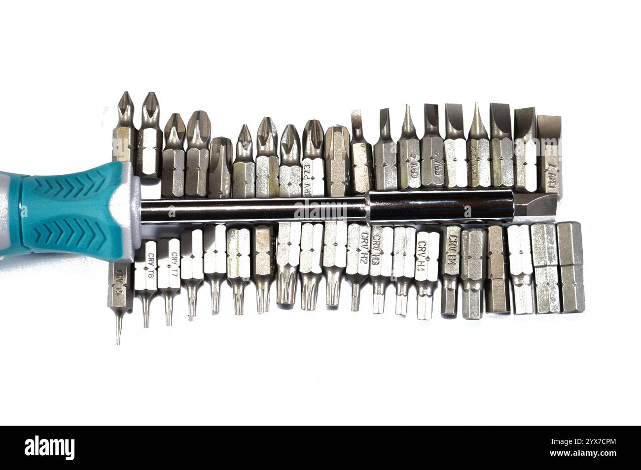 punte di cacciavite, adattatore per bussole e codolo magnetico, gli utensili manuali includono chiavi, pinze, taglierine, lime, utensili a percussione, utensili a percussione o martellati, Foto Stock