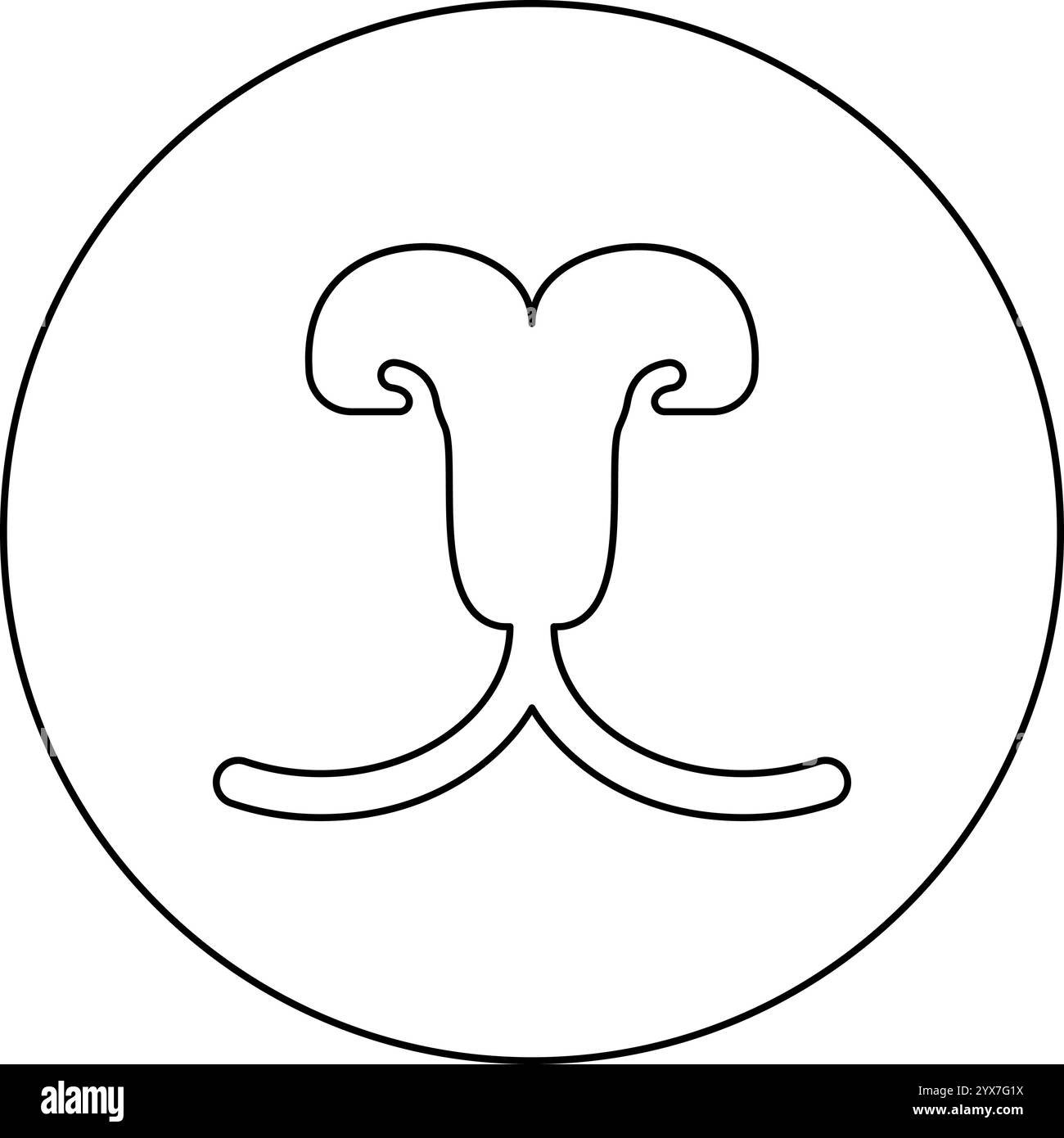 Cat's nose mouth Cat PET Concept icona veterinaria in cerchio, colore nero, immagine vettoriale, contorno linea di contorno, stile sottile semplice Illustrazione Vettoriale