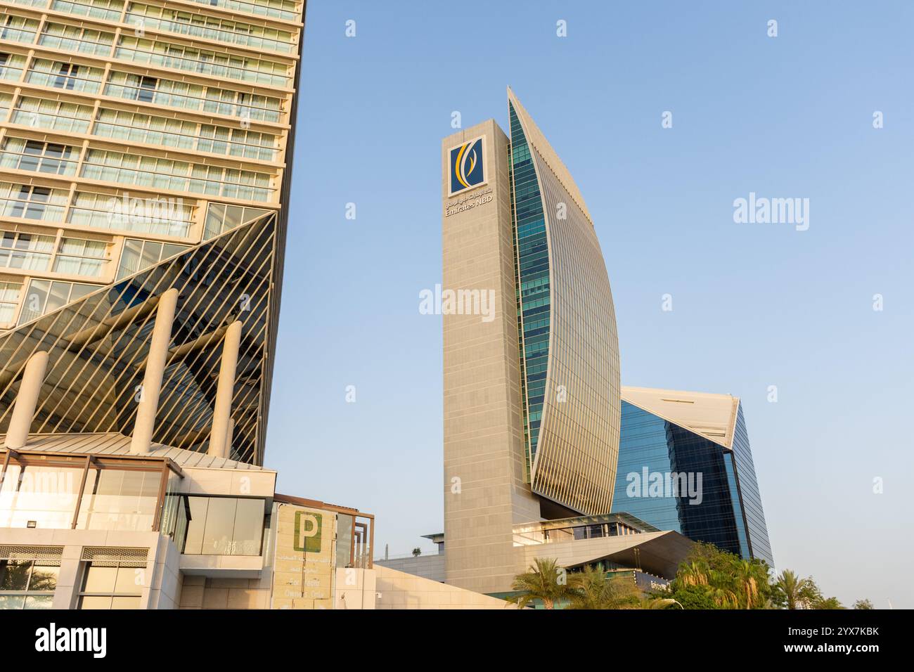 Emirates NBD Bank a Riggat al Buteen nella città di Dubai, Emirati Arabi Uniti. Foto Stock