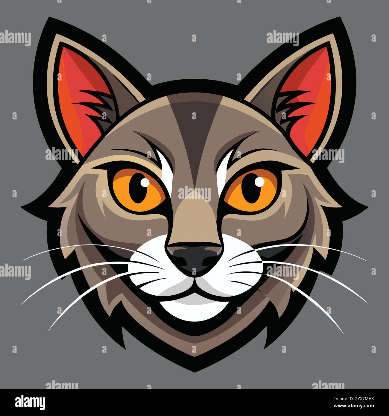 icona della testa di gatto o illustrazione vettoriale del logo, adesivo cat Illustrazione Vettoriale