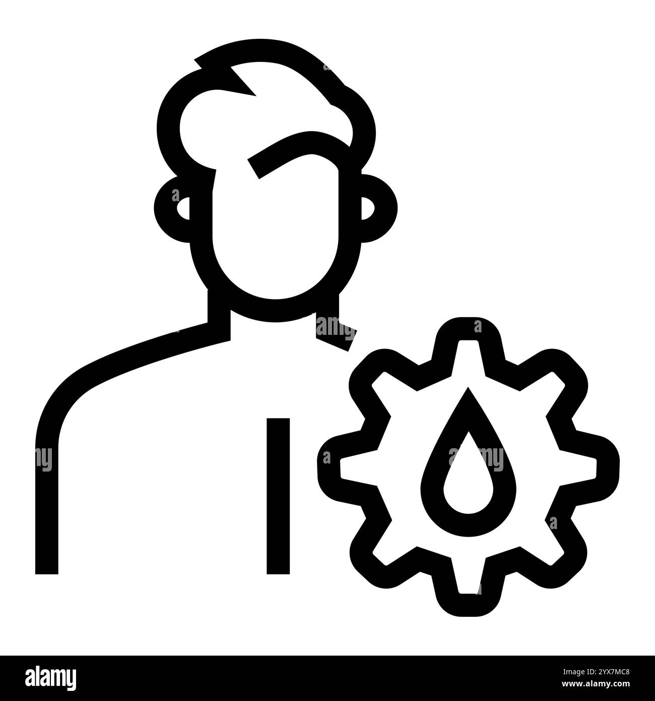 Icona nera della linea Water Organization. Pulsante isolato vettore. Traccia modificabile. Illustrazione Vettoriale