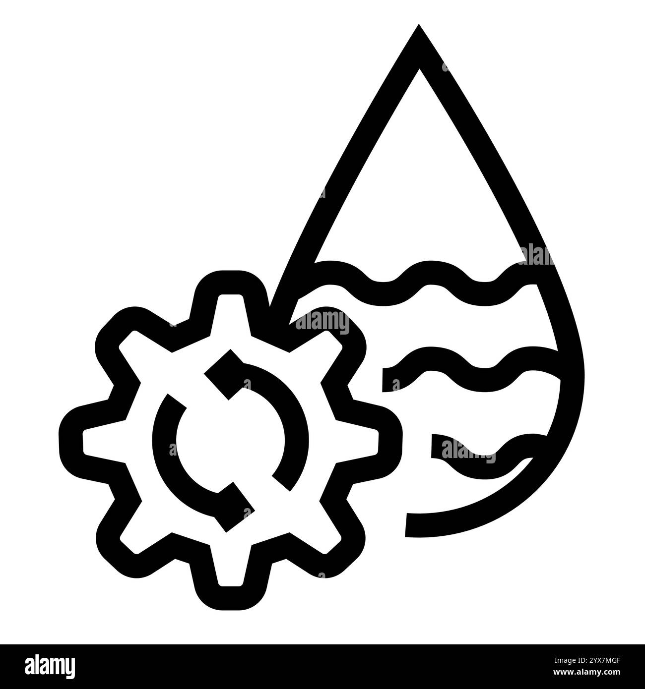 Icona nera della linea risorse idriche. Pulsante isolato vettore. Traccia modificabile. Illustrazione Vettoriale