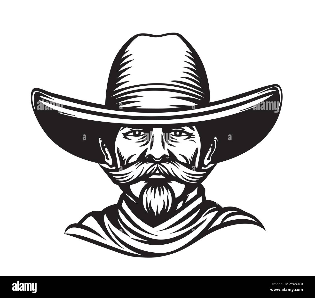 Cowboy, proprietario terriero o agricoltore. Mano bozzetto illustrazione vettoriale Illustrazione Vettoriale