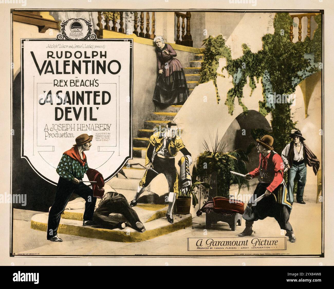A Sainted Devil (Paramount, 1924) - Rodolfo Valentino - poster di film d'epoca - esposizione della hall - pellicola silenziosa Foto Stock