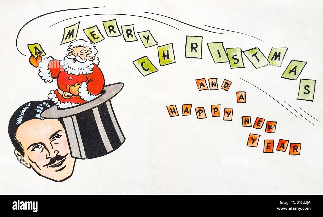 1951 biglietto di auguri natalizi Mandrake The Magician Foto Stock