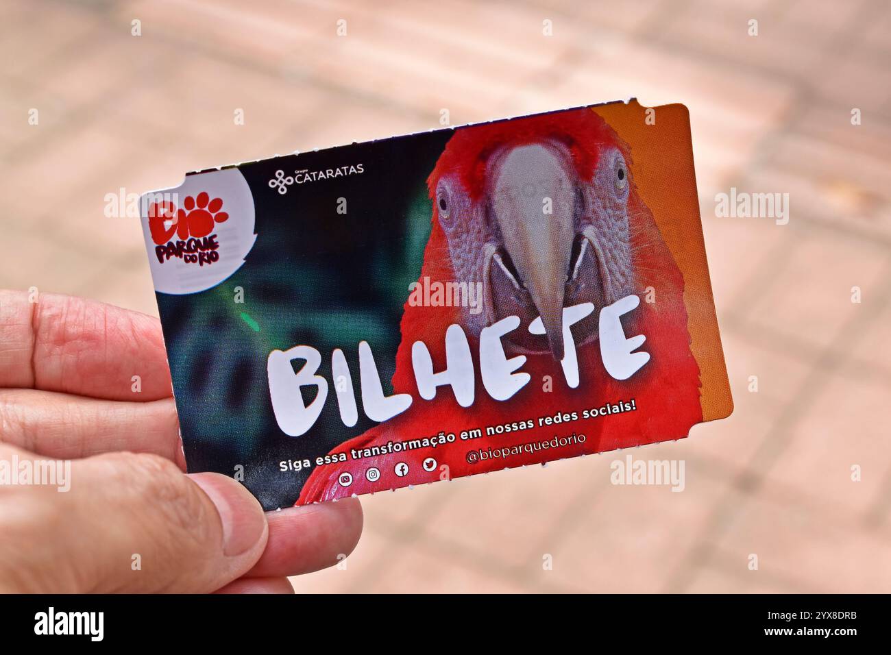 RIO DE JANEIRO, BRASILE - 13 dicembre 2024: Biglietto d'ingresso al Bio Parque do Rio (davanti) Foto Stock