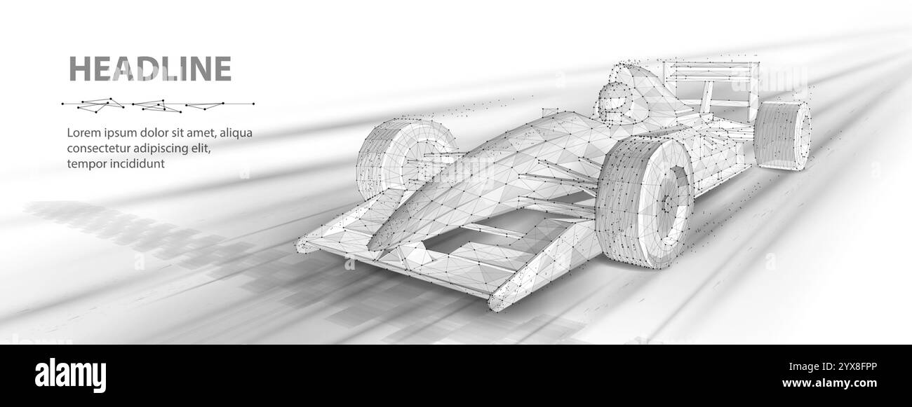 Formula uno f1. Rasecar 3d vettoriale astratto f 1 bolide su speedway. Movimento veloce. Linea di arrivo. Successo nella competizione, vincitore rase, concetto business win Illustrazione Vettoriale