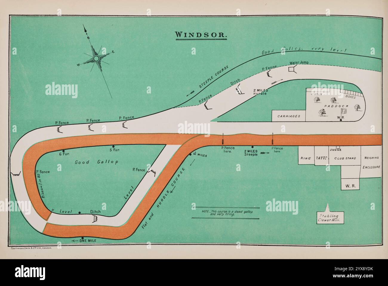 Ippodromo Windsor. Mappa archivio delle piste di ippodromo, Englang, 1903 circa Foto Stock