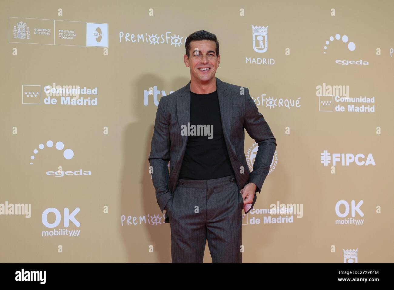 Mario Casas partecipa al Red carpet per i Jose Maria Forque Awards 2024 al Palacio de Congresos de Madrid il 14 dicembre 2024 a Madrid in Spagna Foto Stock
