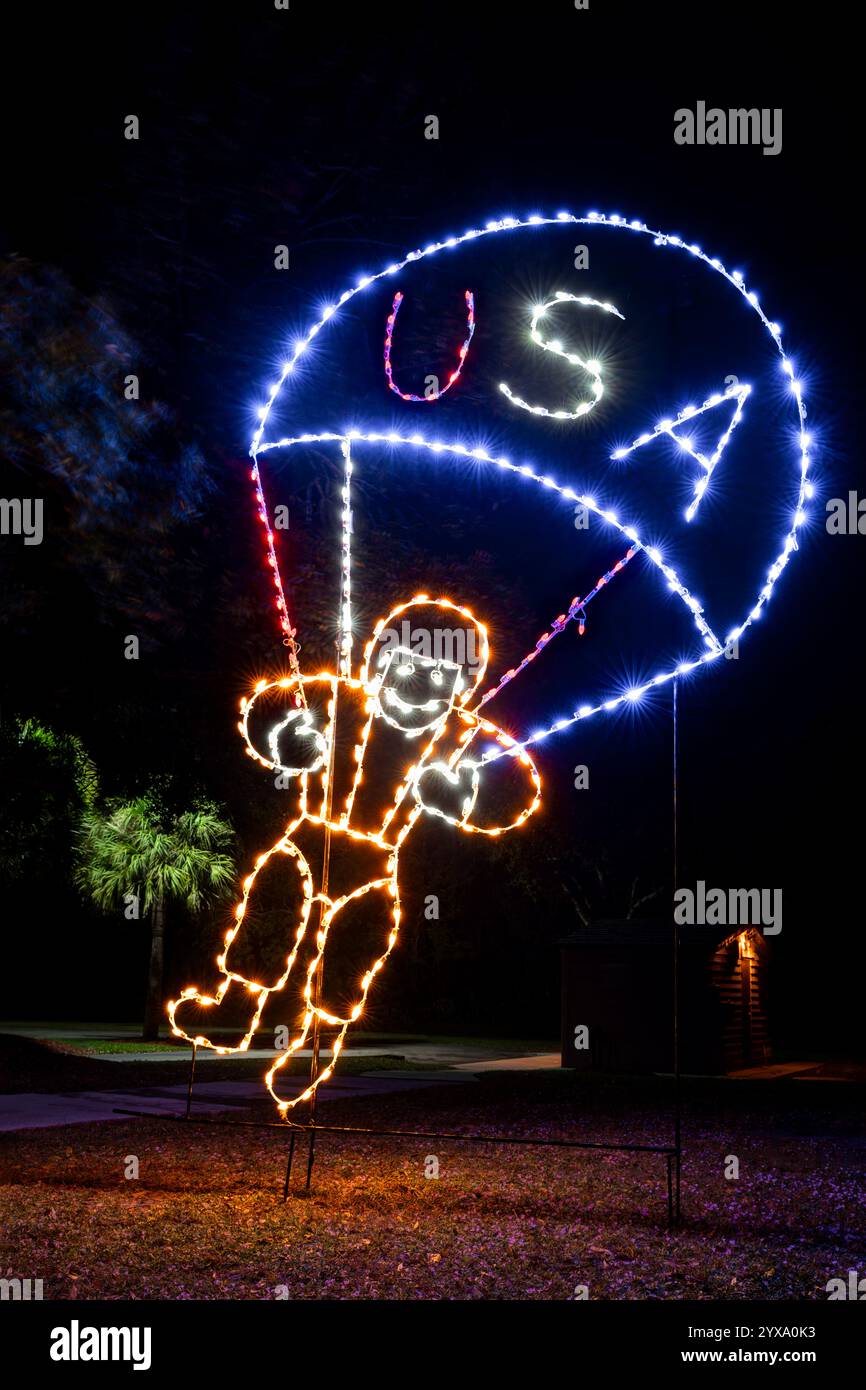 Luci di Natale. Veterans Memorial Park. Port St. Lucie, Florida, Stati Uniti Foto Stock