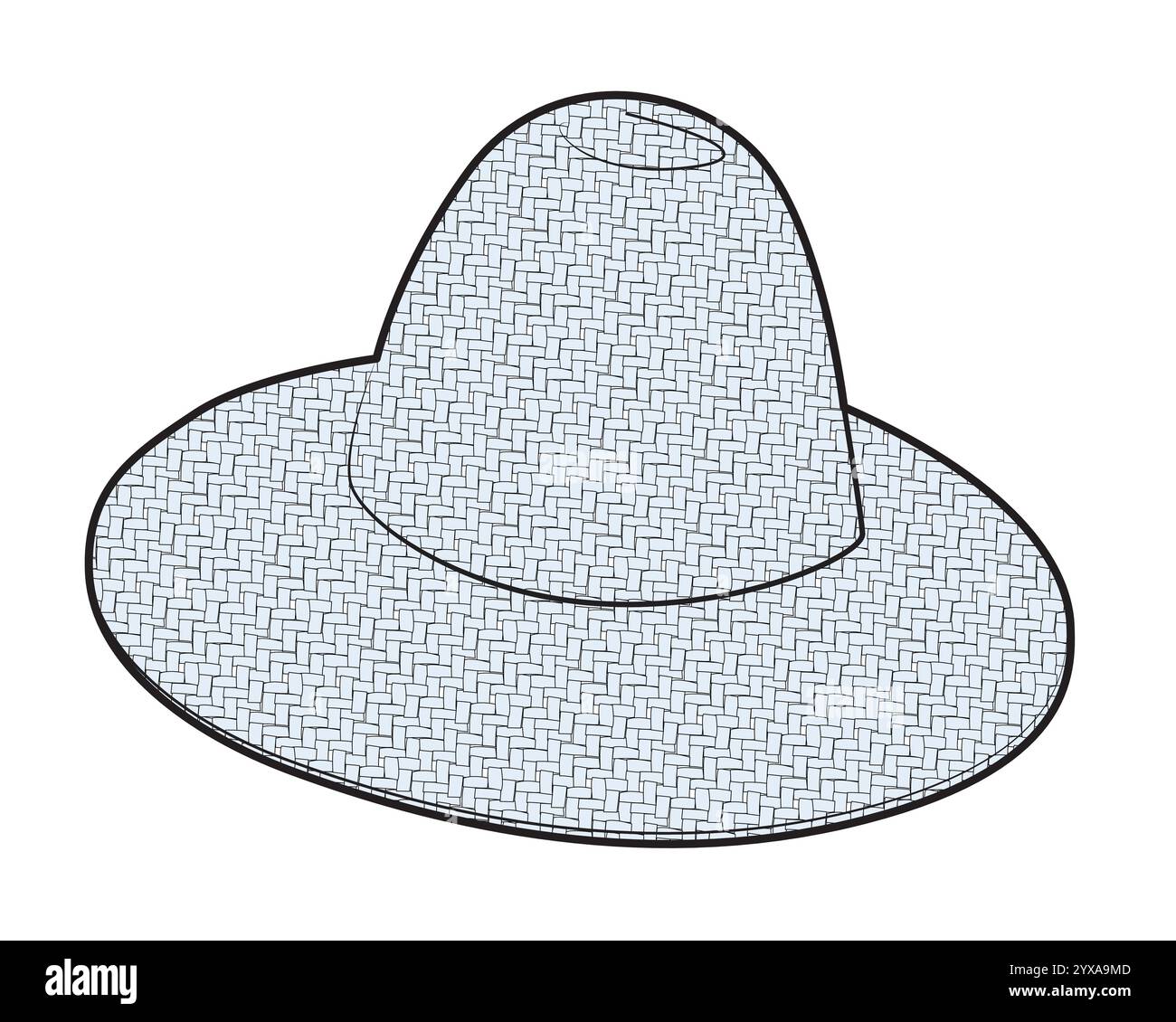 Panama Hats progetta un modello tecnico di mockup vettoriale per schizzi piatti. Illustrazione Vettoriale