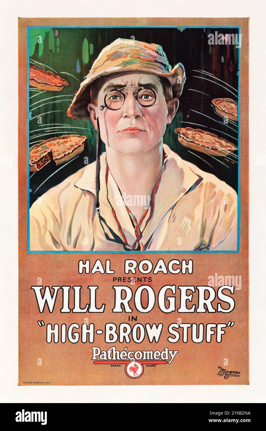 Hal Roach presenta High-Brow Stuff (Pathé Exchange, 1924) Will Rogers - pellicola silenziosa - poster del vecchio film Foto Stock