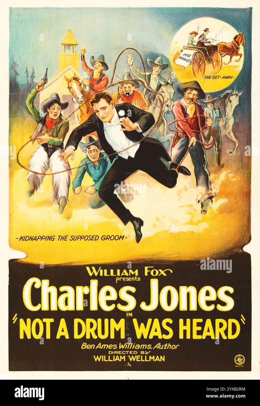 Non è stato ascoltato un tamburo (Fox, 1924) Charles Jones - rapimento del presunto sposo - film silenzioso - poster del vecchio film Foto Stock