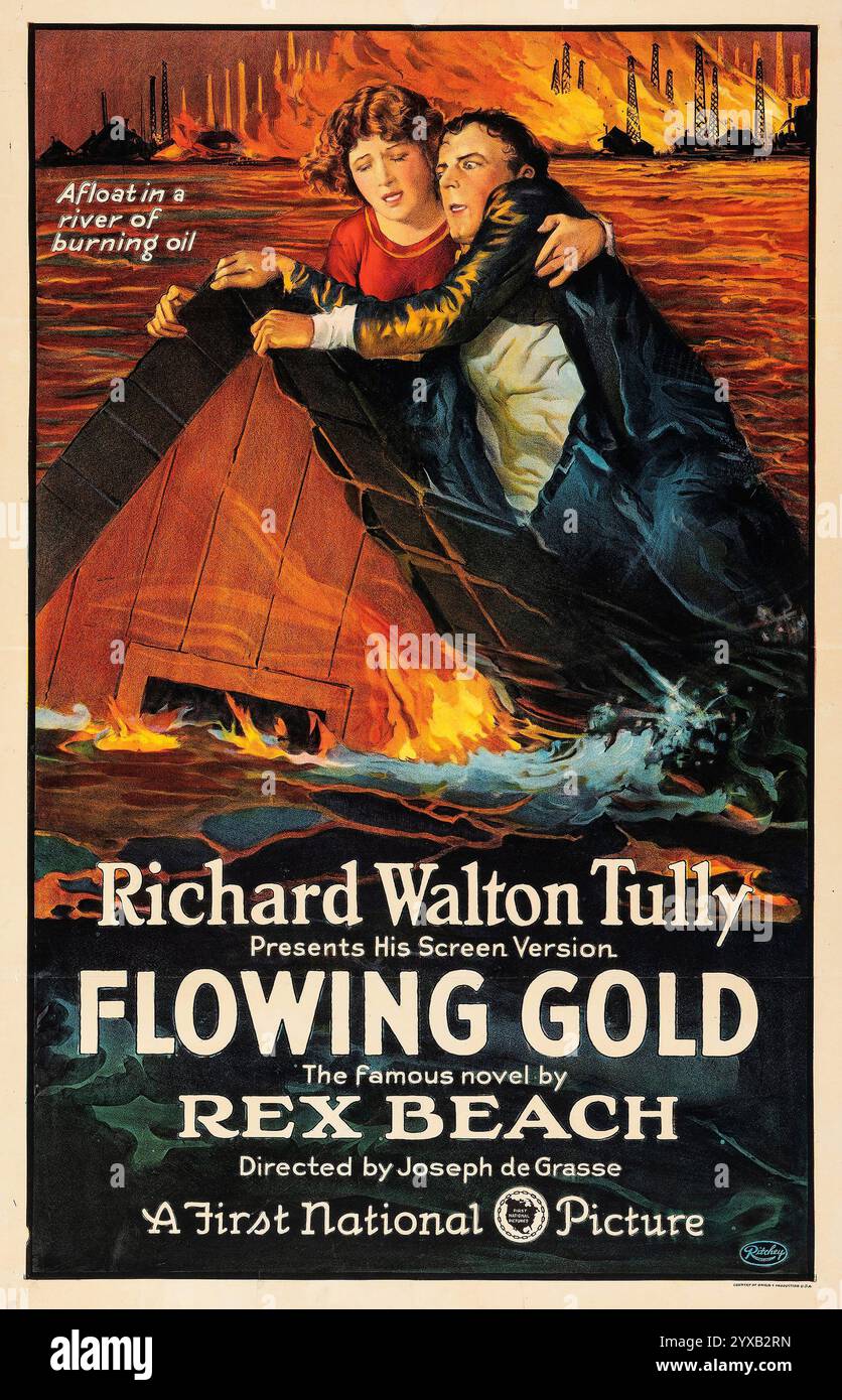Richard Walton Tully presenta Flowing Gold (Associated First National Pictures, 1924) Rex Beach - vecchio poster cinematografico Foto Stock