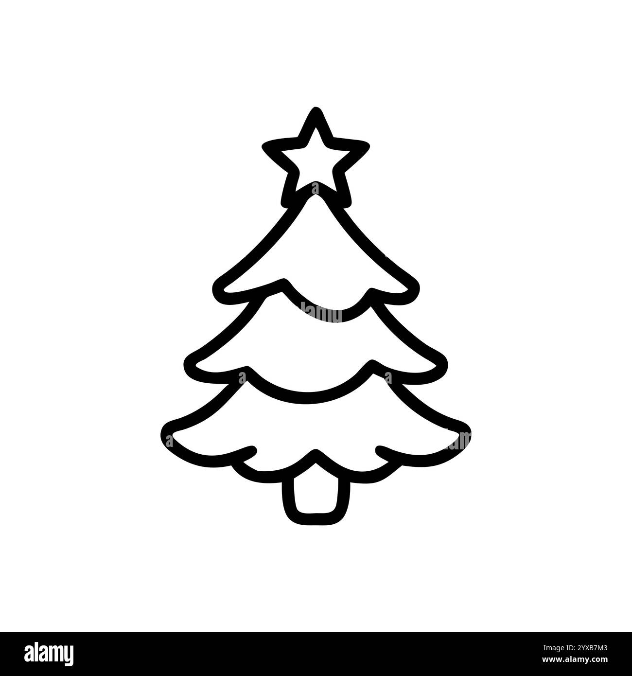 Icona dell'albero di Natale, elegante illustrazione del vettore artistico della linea dell'albero di Natale. Illustrazione Vettoriale