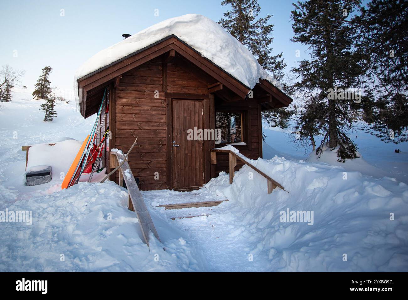 cabina con telecomando in finlandia Foto Stock