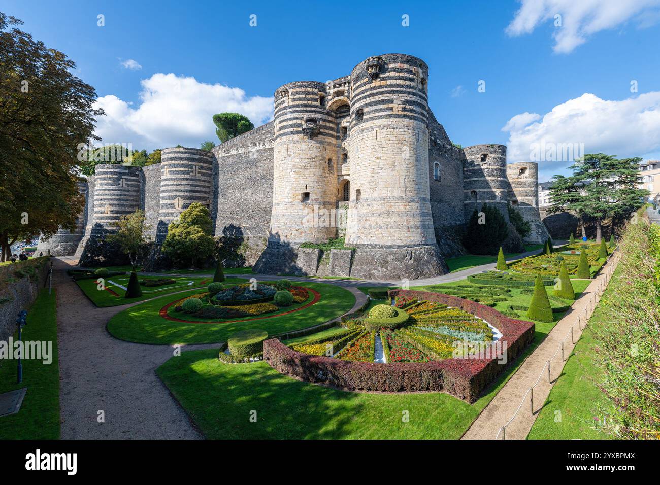 Castello fortificato medievale ad Angers, Francia Foto Stock