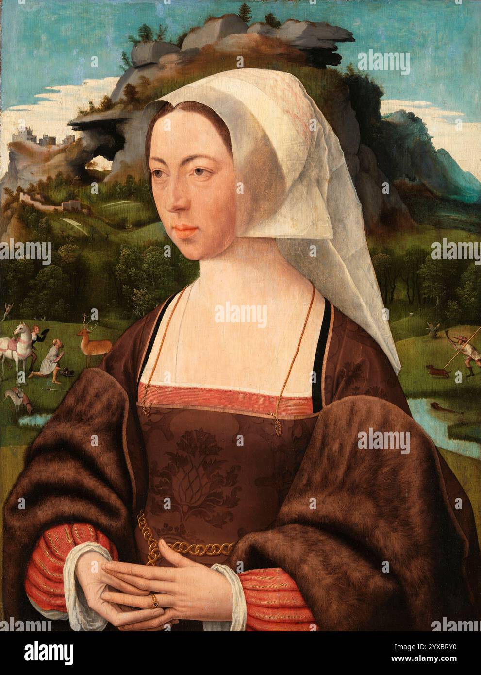 Ritratto di una donna sconosciuta, Jan Jansz Mostaert, c. 1525 Foto Stock
