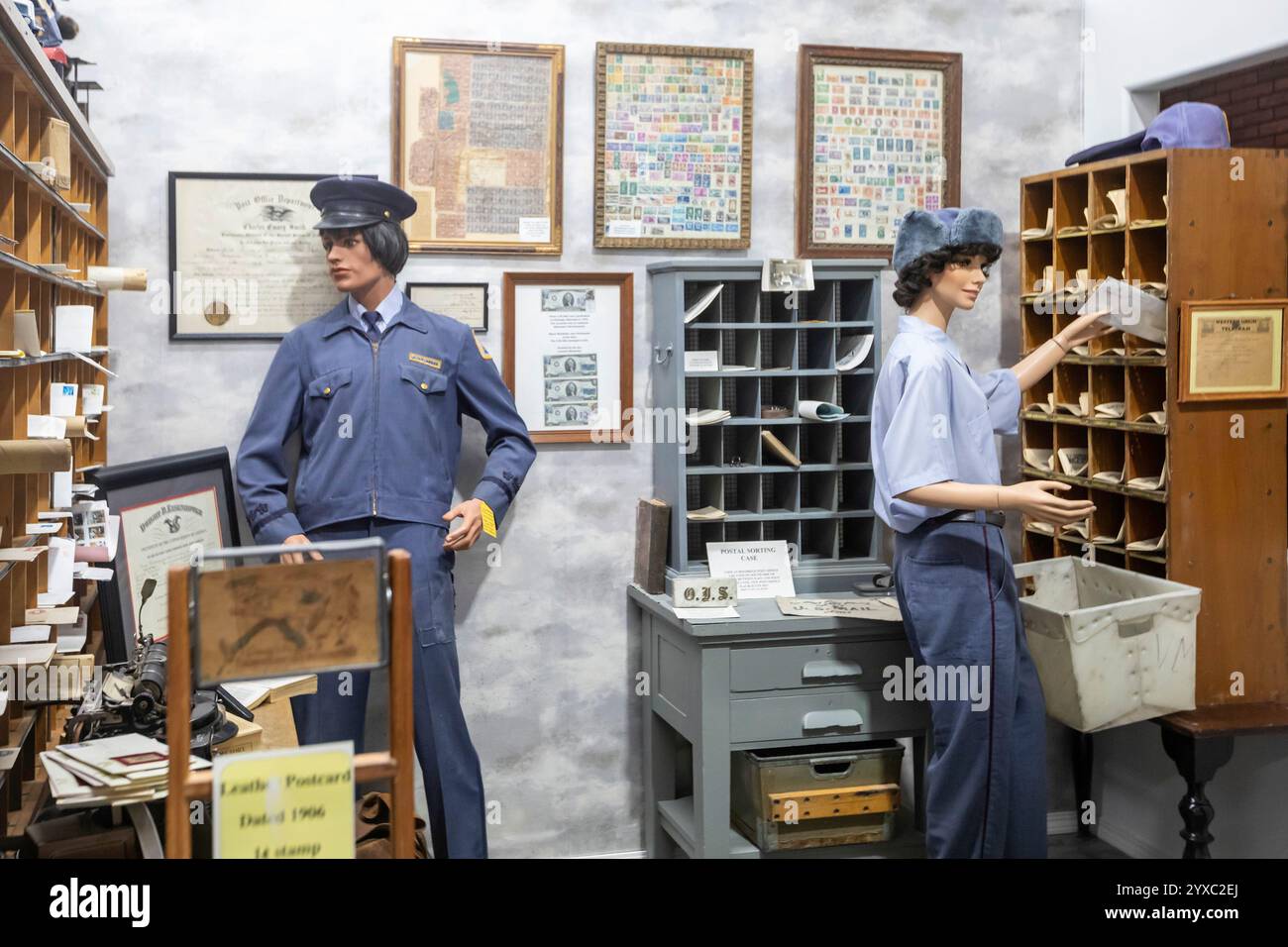 Holdrege, Nebraska - Un ufficio postale presso il Nebraska Prairie Museum. Foto Stock