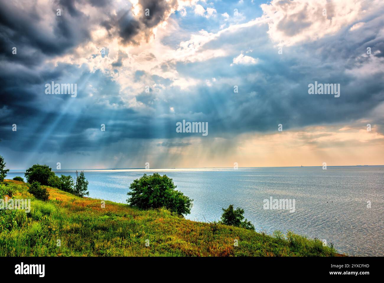 Panorama sul Golfo di Finlandia e Kronstadt Foto Stock