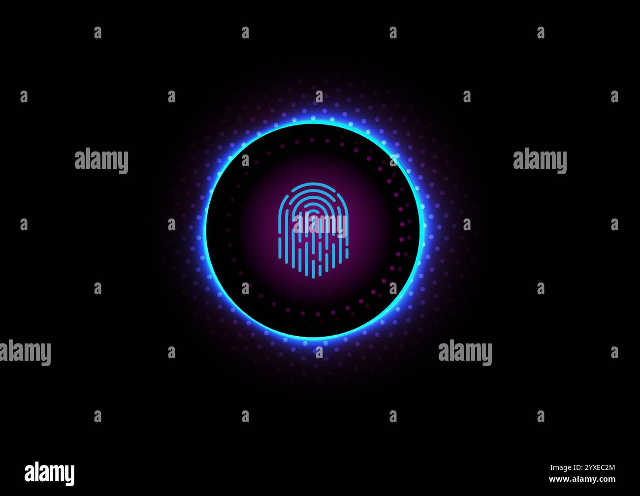 Impronta digitale su sfondo illuminante anulare, vettore stock Illustrazione Vettoriale
