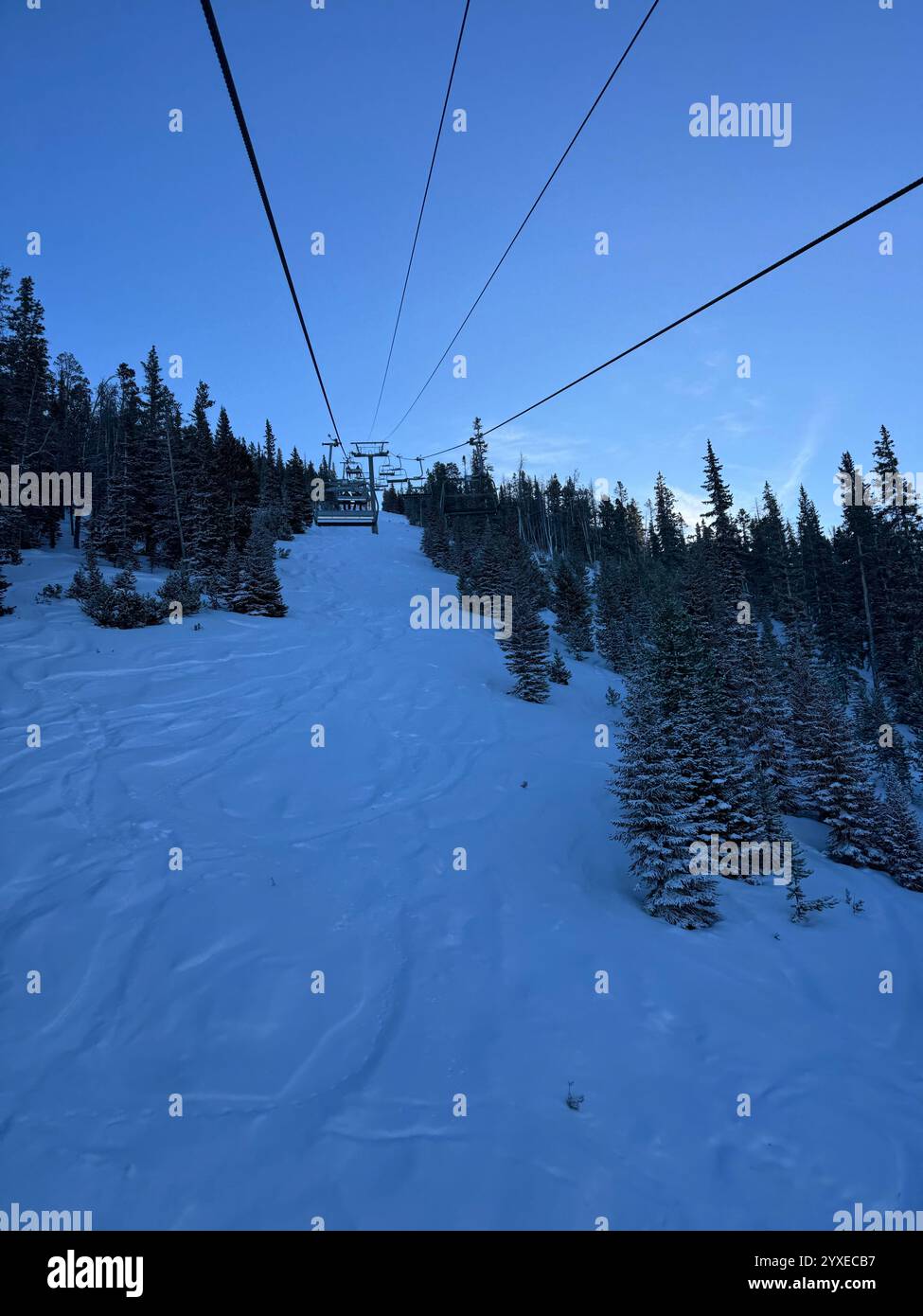 Vista dalla seggiovia nella contea di Summit, Colorado Foto Stock