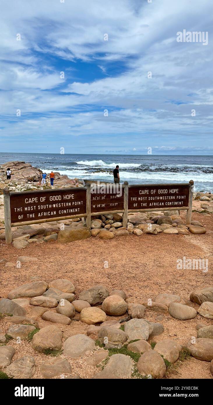 Firma al Capo di buona speranza. La punta occidentale più estrema del Sudafrica. Foto Stock