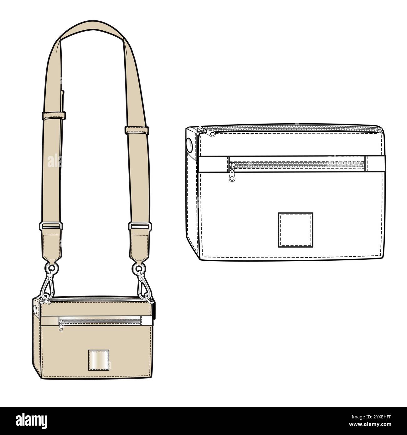 Modello di mockup vettoriale per le borse per passaporto per illustrazioni tecniche. Illustrazione Vettoriale