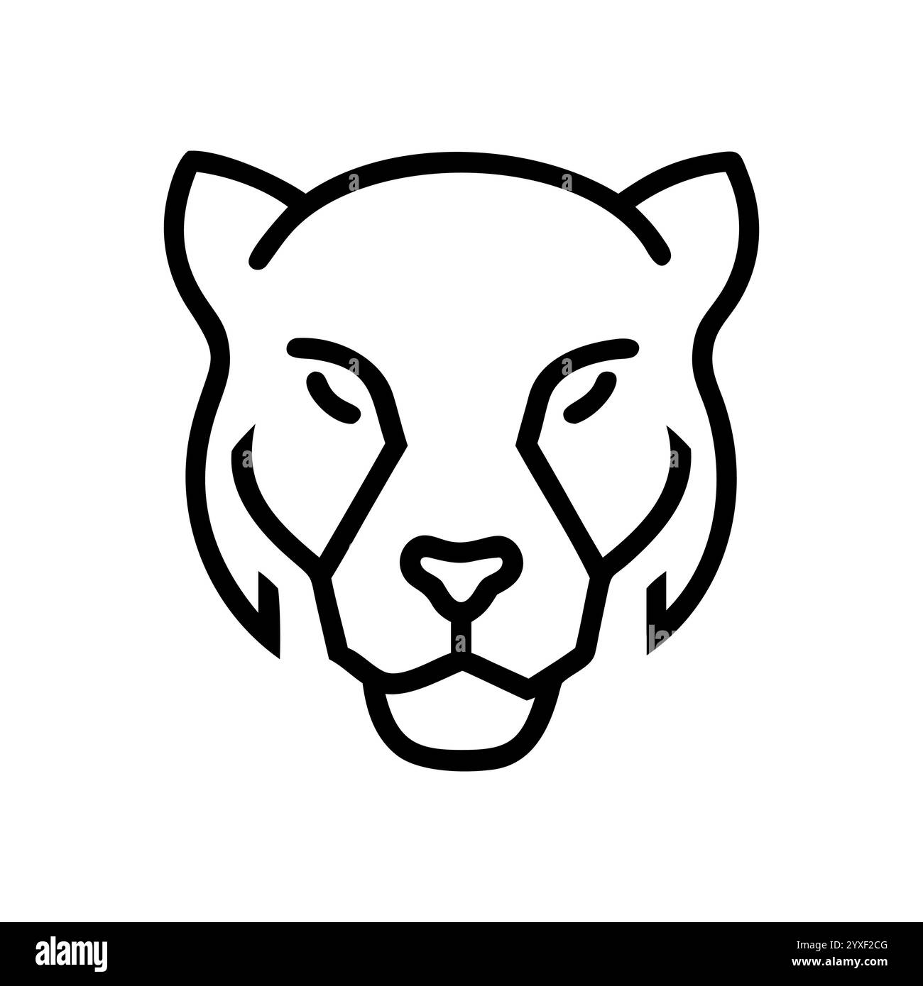 Grafica vettoriale della testa di una tigre, grafica vettoriale della testa di tigre, icona, Logo e grafica. Design illustrativo grafico a linee e contorno della testa tigre. Illustrazione Vettoriale
