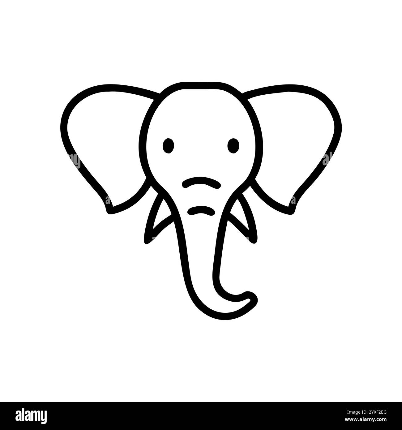 Illustrazione dell'elefante della linea carina, grafica vettoriale della testa dell'elefante, icona, Logo e grafica. Design illustrativo con contorno della testa dell'elefante e linee grafiche. Illustrazione Vettoriale