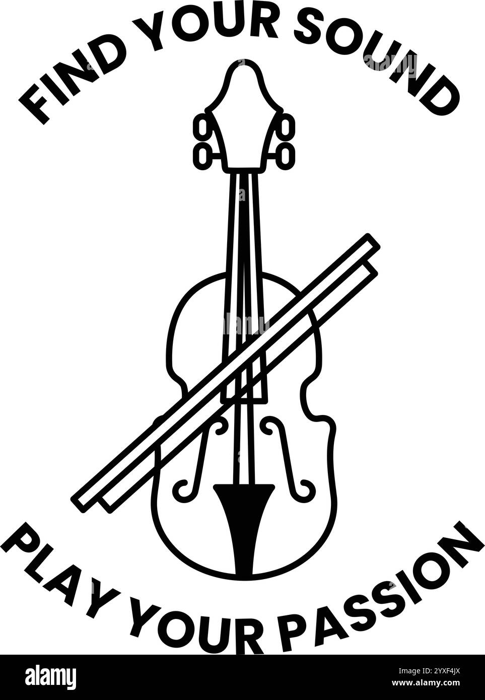 Un violino con un arco sopra e le parole trovano il tuo suono Illustrazione Vettoriale Un violino con un arco sopra e le parole trovano il tuo suono Illustrazione Vettoriale