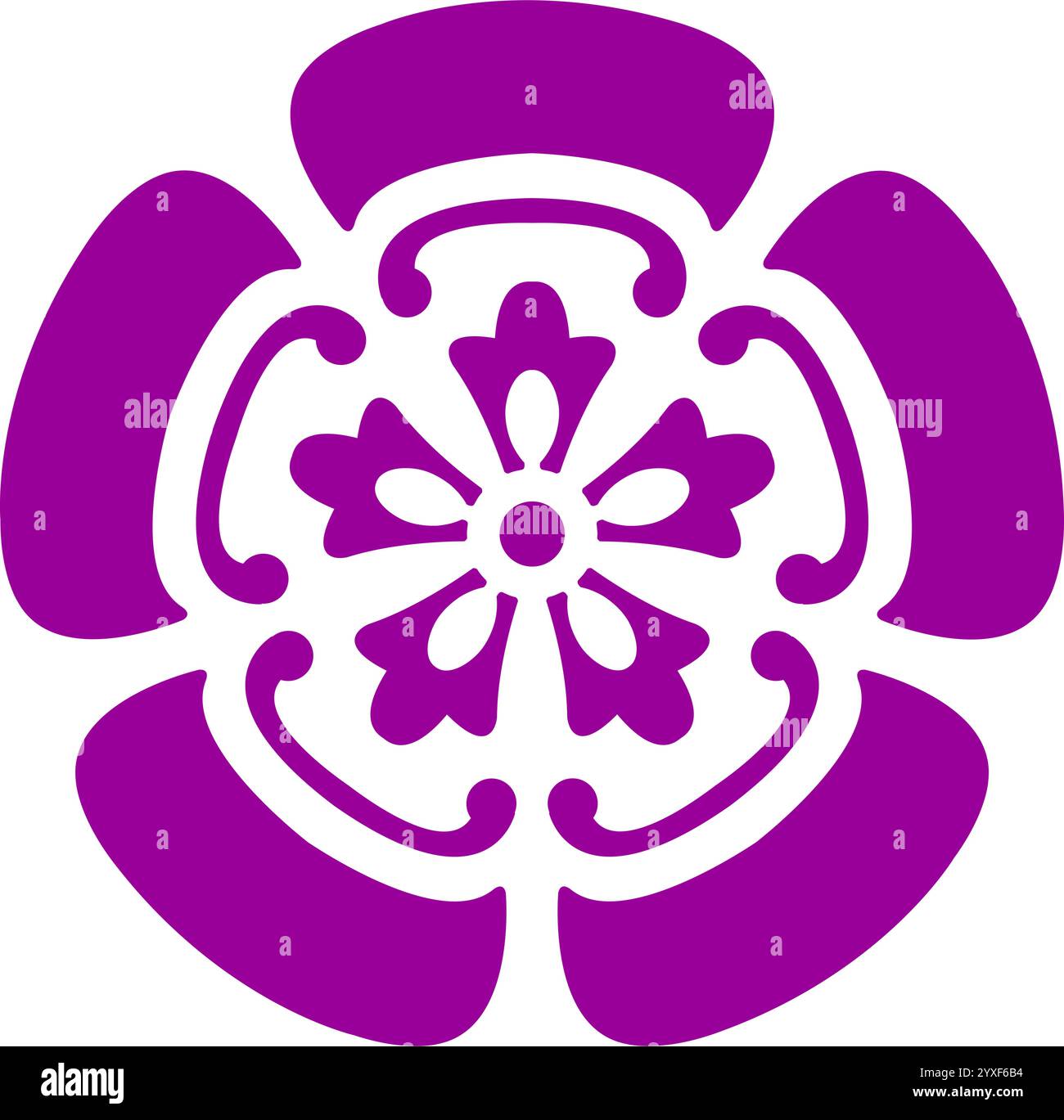 Un Mon (anche monshō, mondokoro e kamon), è un emblema giapponese simile a quello europeo a stemmi araldici. Illustrazione Vettoriale