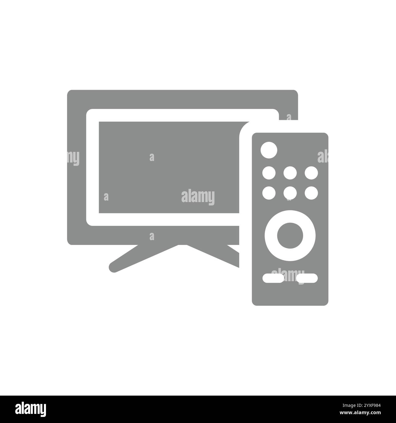 Fornitore di TV o società di televisione via cavo. Schermo TV o box con telecomando. Illustrazione Vettoriale