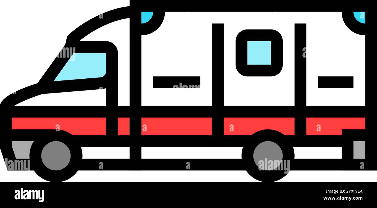 illustrazione vettoriale dell'icona del colore della lesione da frattura dell'ambulanza Illustrazione Vettoriale