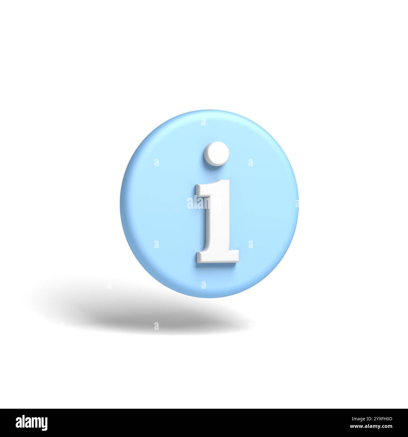 Icona delle informazioni isolata su sfondo bianco. illustrazione 3d. Foto Stock