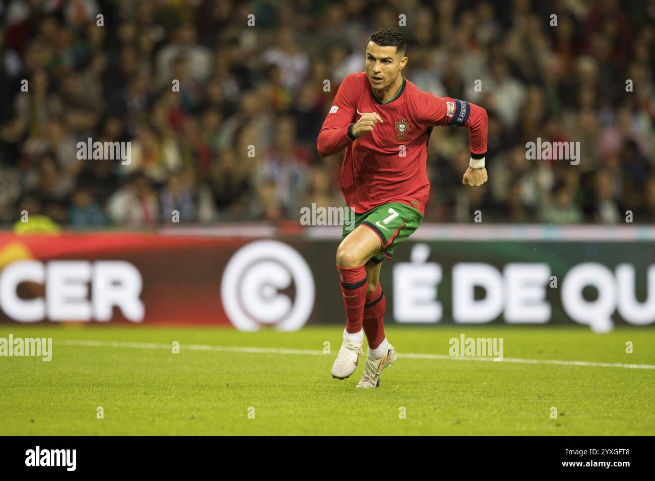 Partita di calcio, capitano Cristiano RONALDO CR7 Portogallo in punta a sinistra con look concentrato, Estadio do Dragao, Porto, Portogallo, Europa Foto Stock