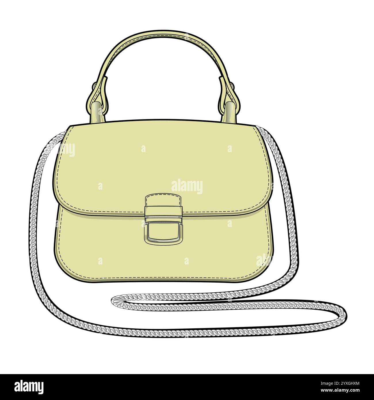 Borsa a tracolla mini da ragazza modello modello modello modello con disegno vettoriale. Illustrazione Vettoriale