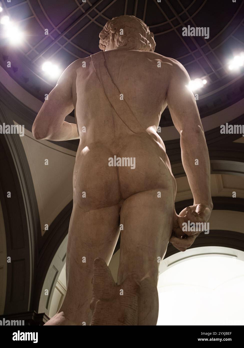 Michelangelos David Back View catturato presso la Galleria dell'Accademia Firenze 13 dicembre 2015 Foto Stock
