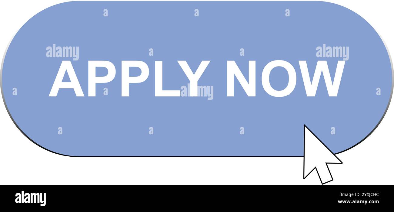 Applicare ora con il puntatore a mano, il puntatore a freccia facendo clic sull'icona, il pulsante Web con azione, il pulsante Applica ora, Applica vettore segno, Applica ora icona modello Illustrazione Vettoriale