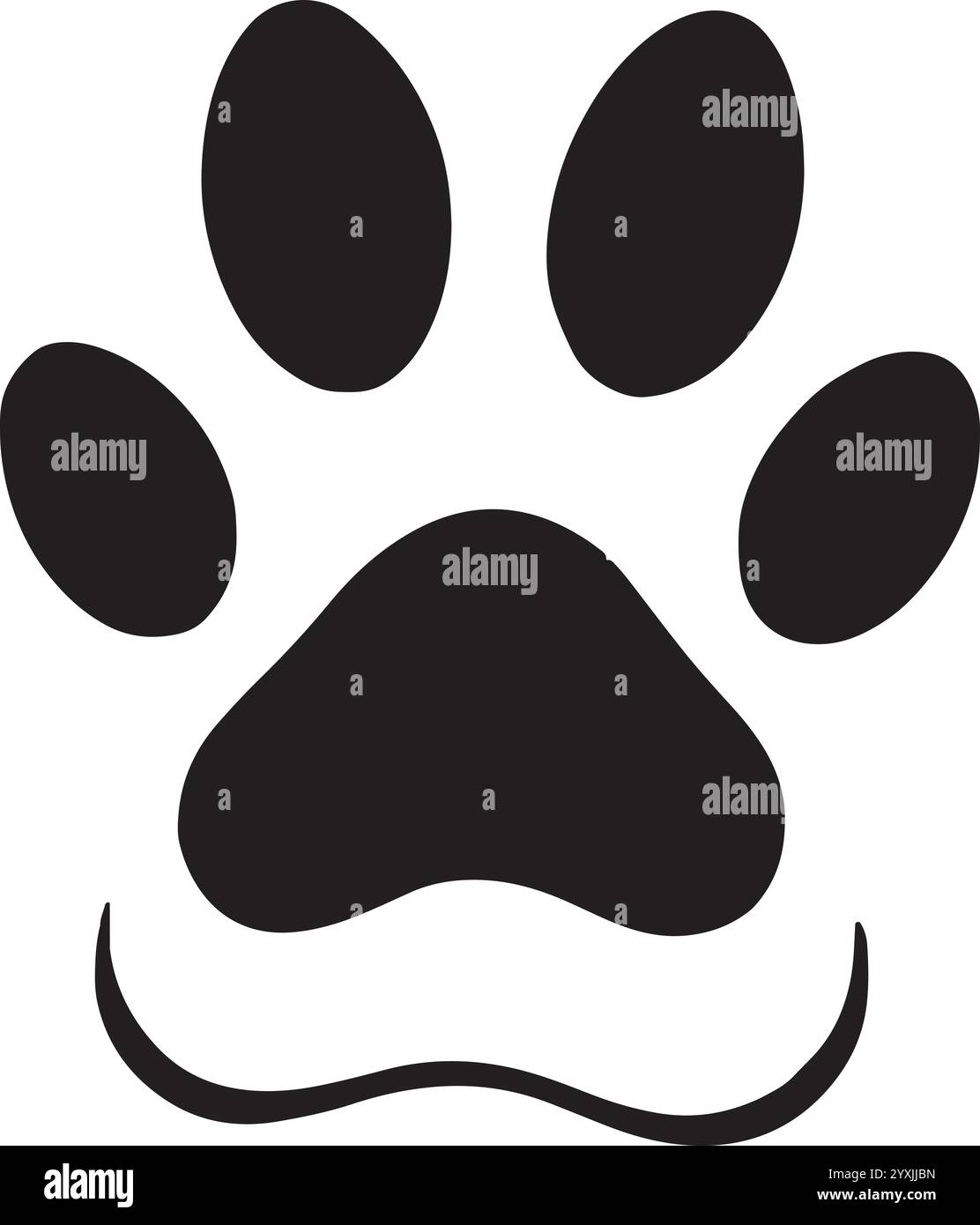 Grafica vettoriale con silhouette con stampa Paw Black Dog semplice Illustrazione Vettoriale
