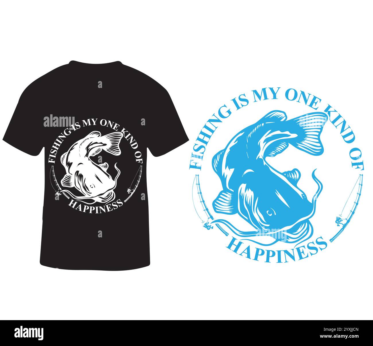 T-shirt Catfish Big Catch Fishing Illustrazione Vettoriale