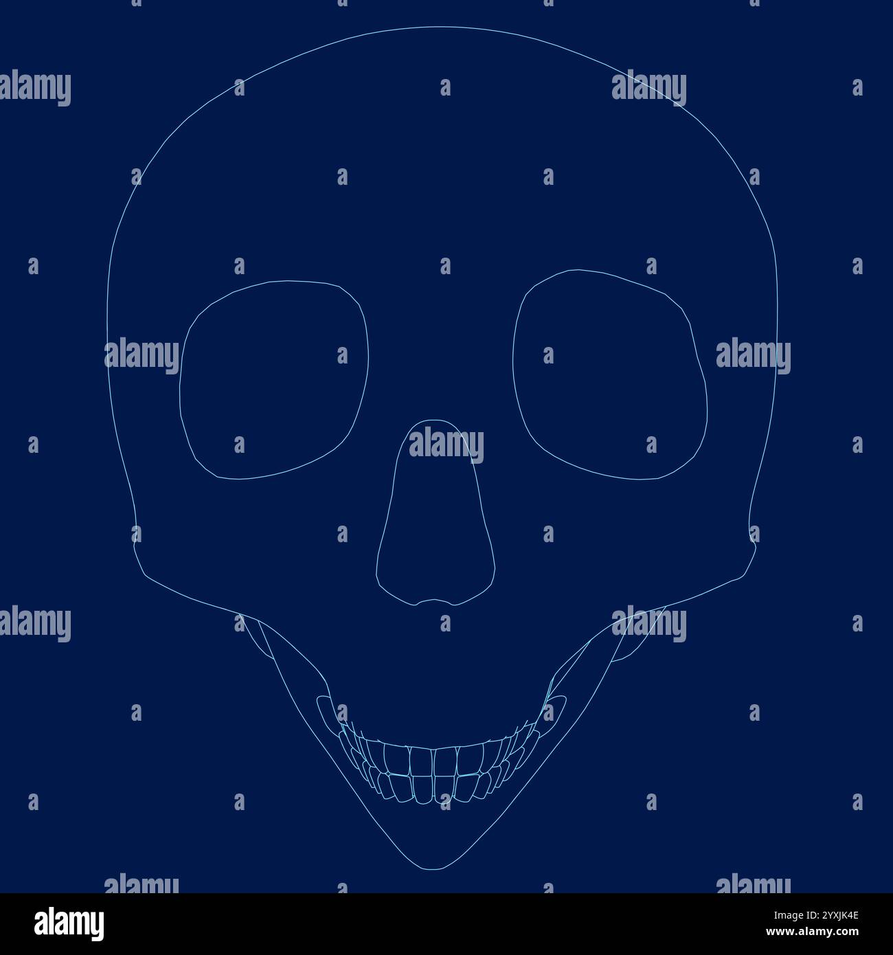 vettore di illustrazione disegnato per il contorno del cranio della testa Illustrazione Vettoriale