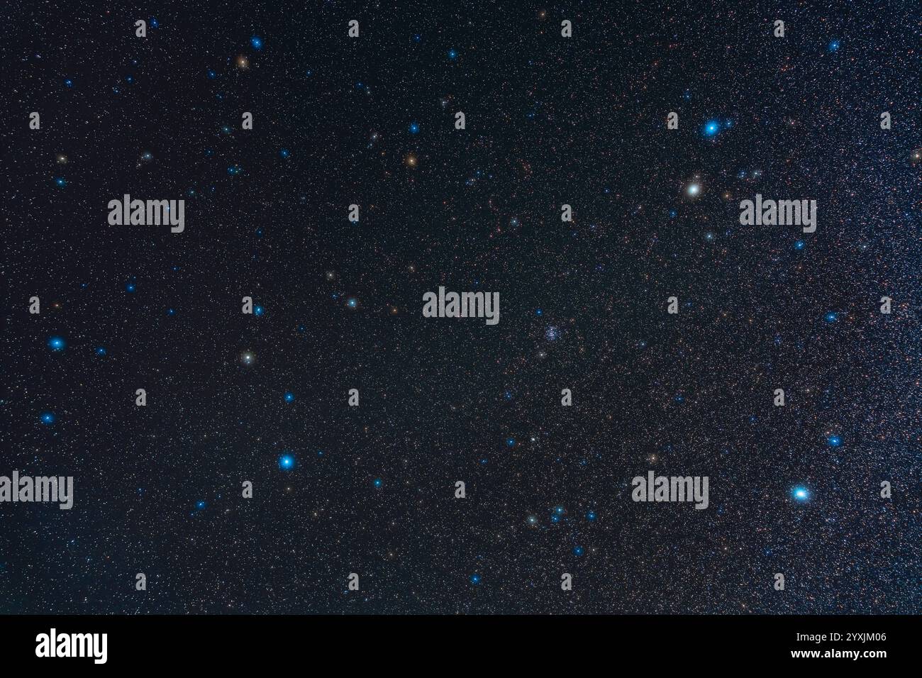 La costellazione primaverile settentrionale del cancro, tra Leo (a sinistra) e parte di Gemini (in alto a destra). Foto Stock